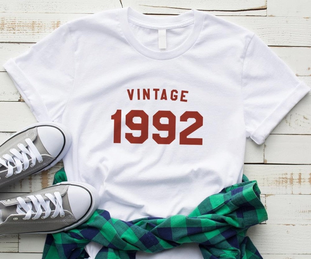 Vintage 1992 birthday Women t-shirt Cotton Casual | Funny t-shirt For Lady - XMAXVOGUE