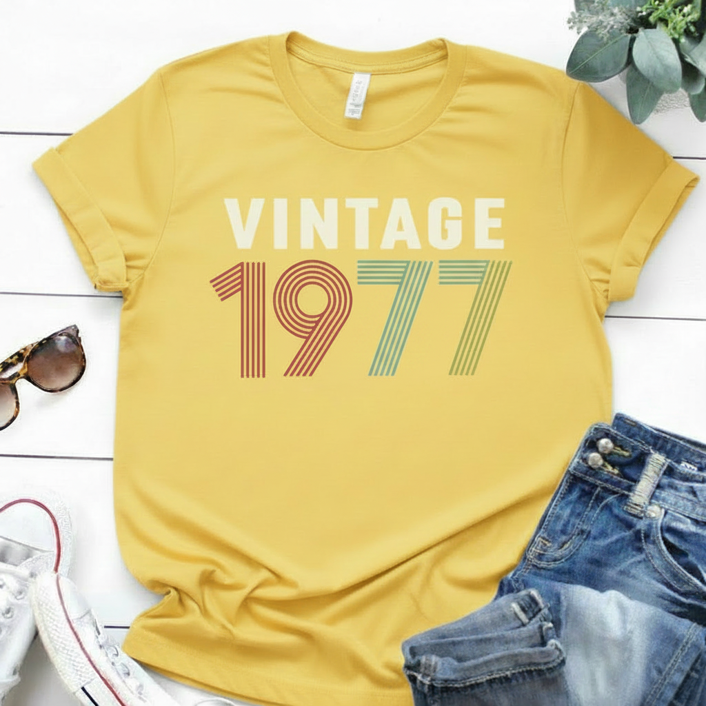 Vintage 1977 Birthday T Shirt | Birthday Party T-Shirt  | Unisex T-Shirts