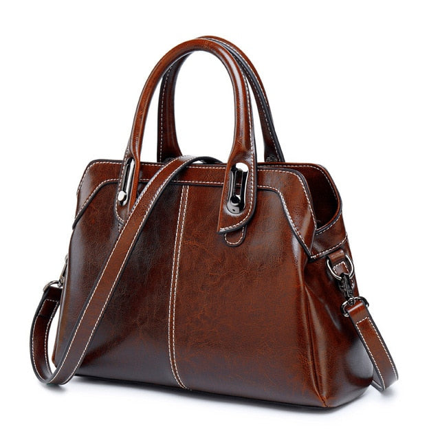 Leather Luxury Handbag | Shoulder Bag For Women | Vintage Business Genuine Leather Hand Bag - Vintage tees for Women