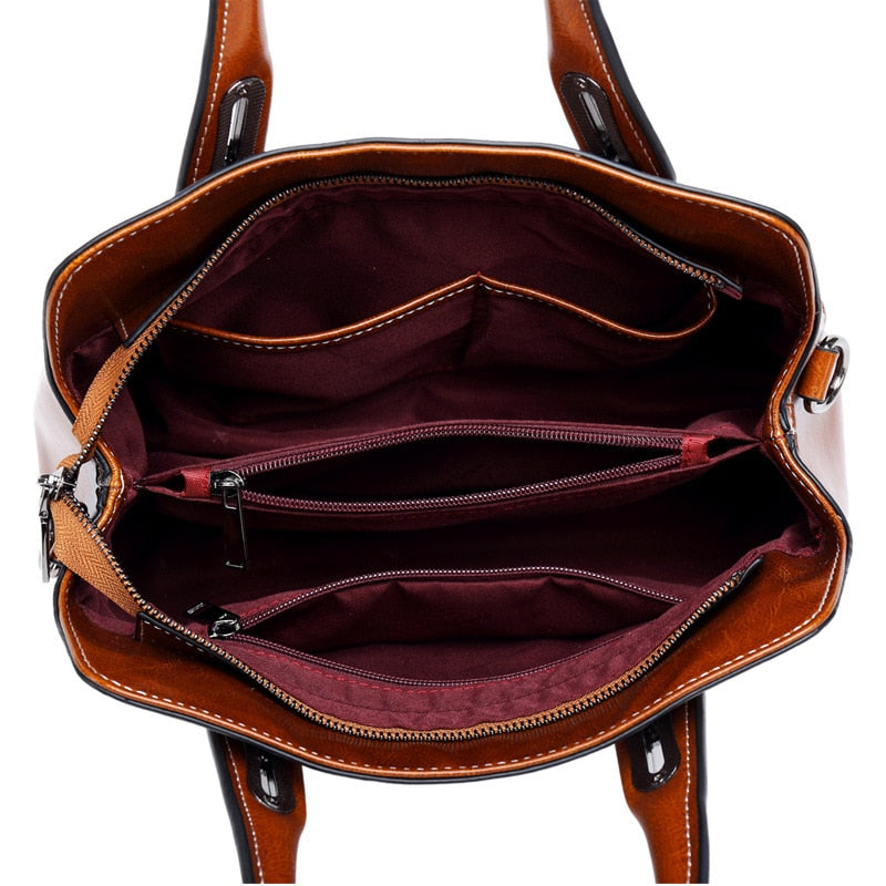 Leather Luxury Handbag | Shoulder Bag For Women | Vintage Business Genuine Leather Hand Bag - Vintage tees for Women