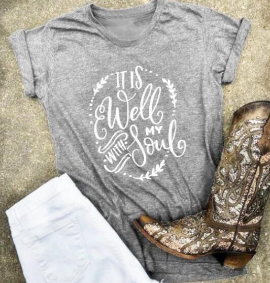 Women's It Is Well With My Soul Short Sleeve T-Shirt - Vintage tees for Women