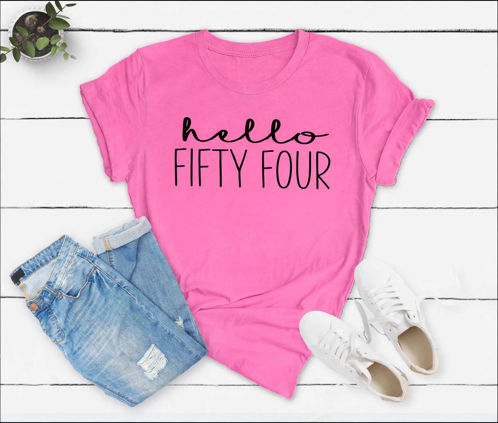 Hello Fifty Four 54th Birthday T-Shirt in Soft Cotton - XMAXVOGUE