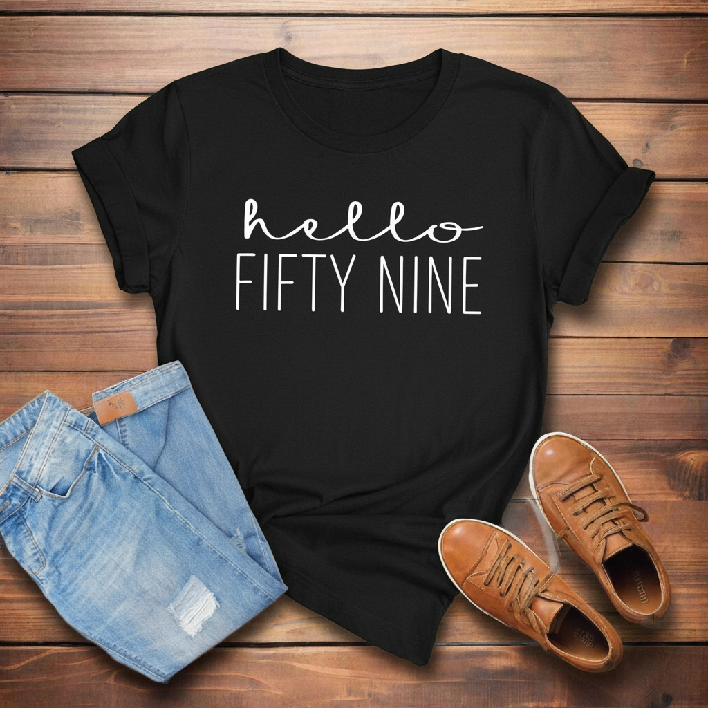 Hello Fifty Nine 59th Birthday T-Shirt in Soft Cotton - XMAXVOGUE
