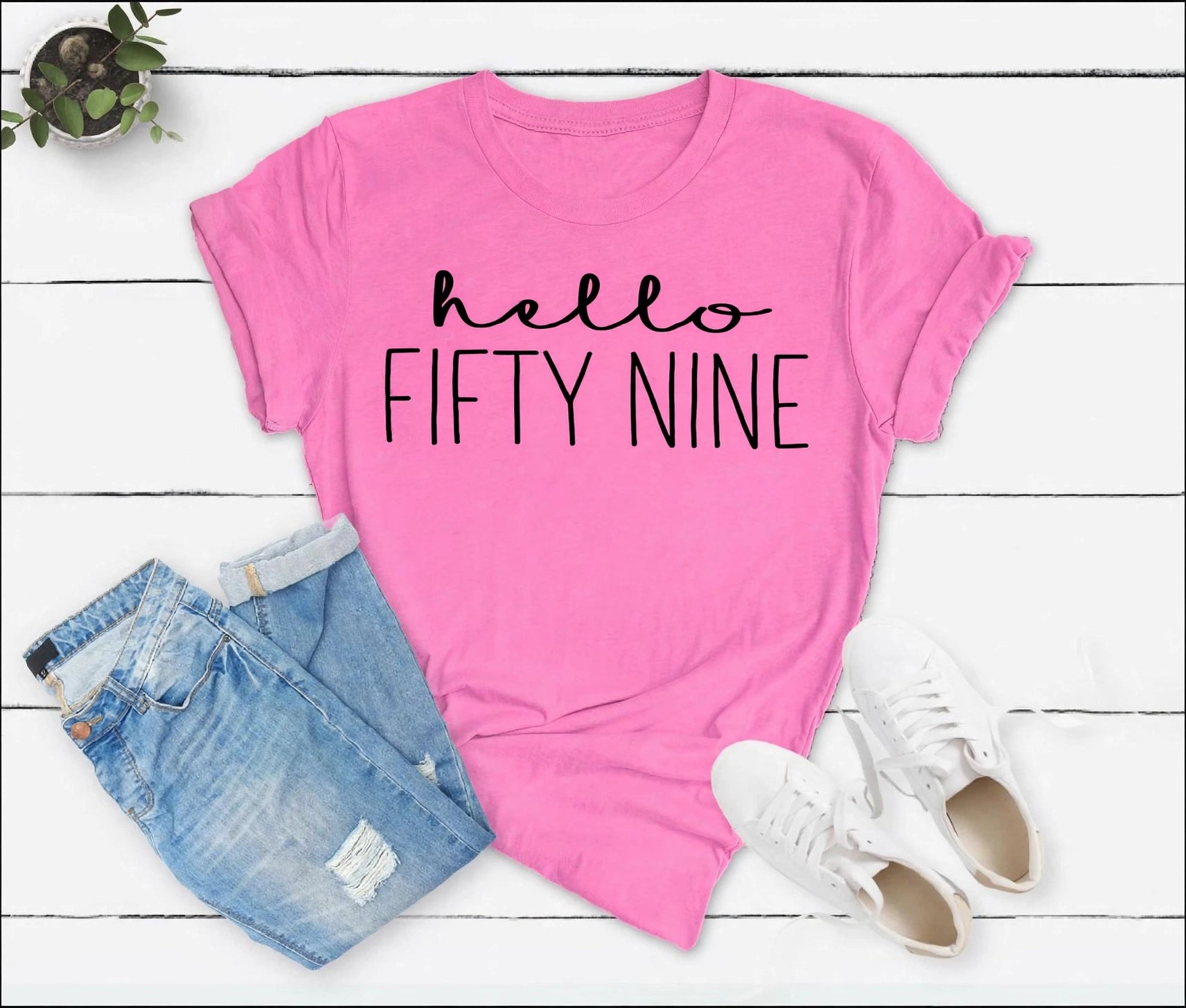Hello Fifty Nine 59th Birthday T-Shirt in Soft Cotton