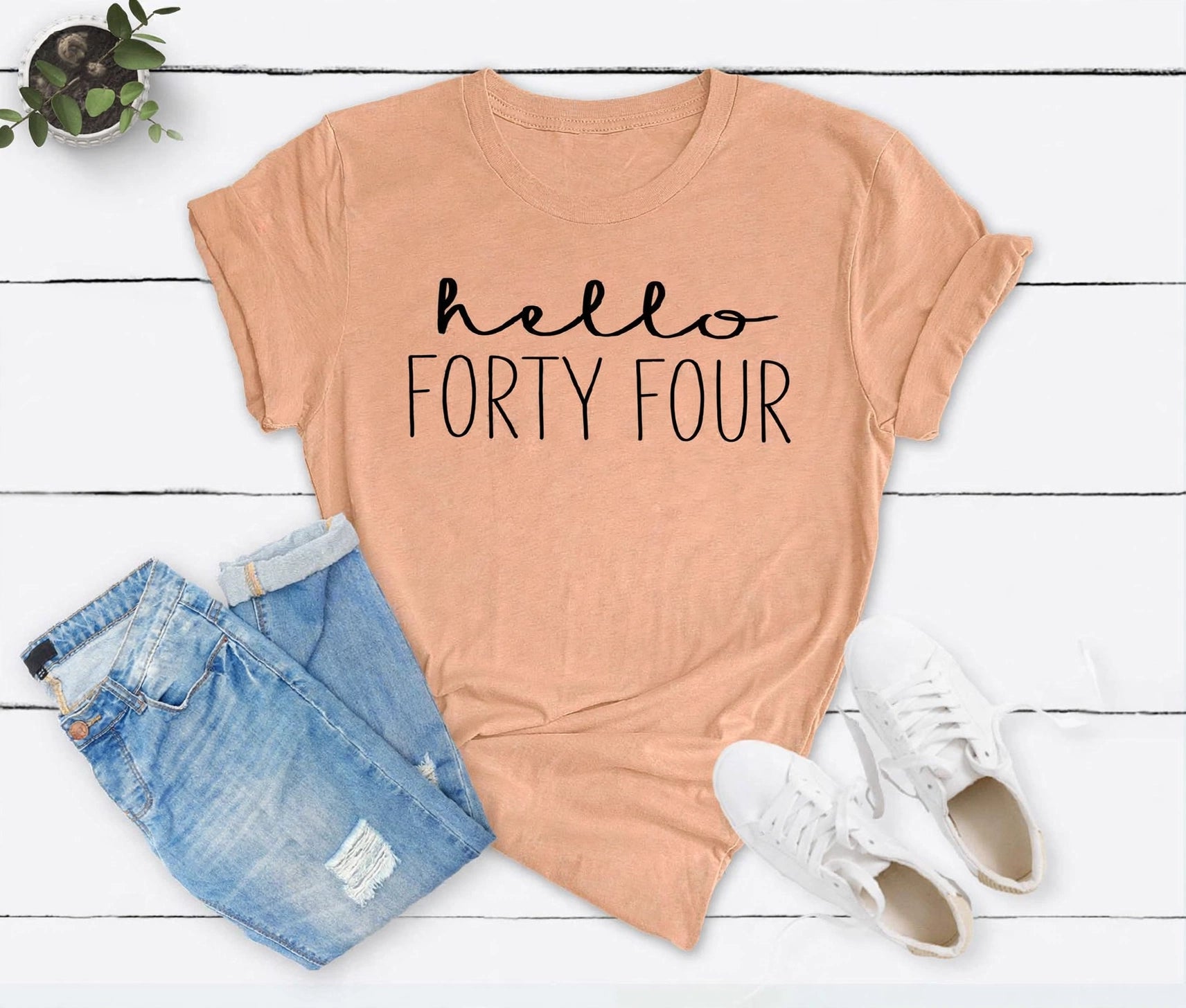 Hello FORTY FOUR Birthday Shirt | 44th Birthday Party T-Shirt Cotton - XMAXVOGUE
