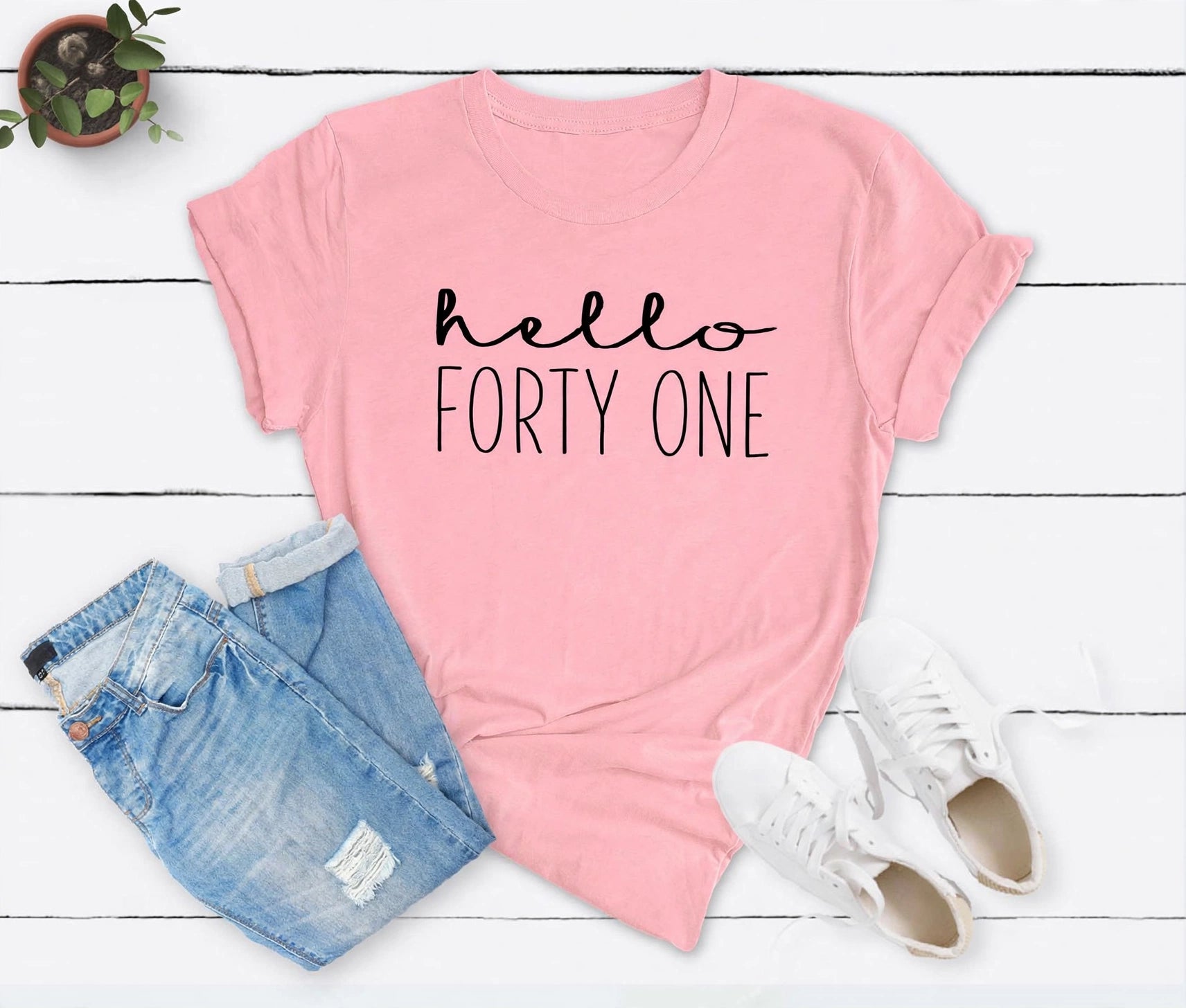 Hello FORTY ONE Birthday Shirt | 41st Birthday Party T-Shirt Cotton - XMAXVOGUE