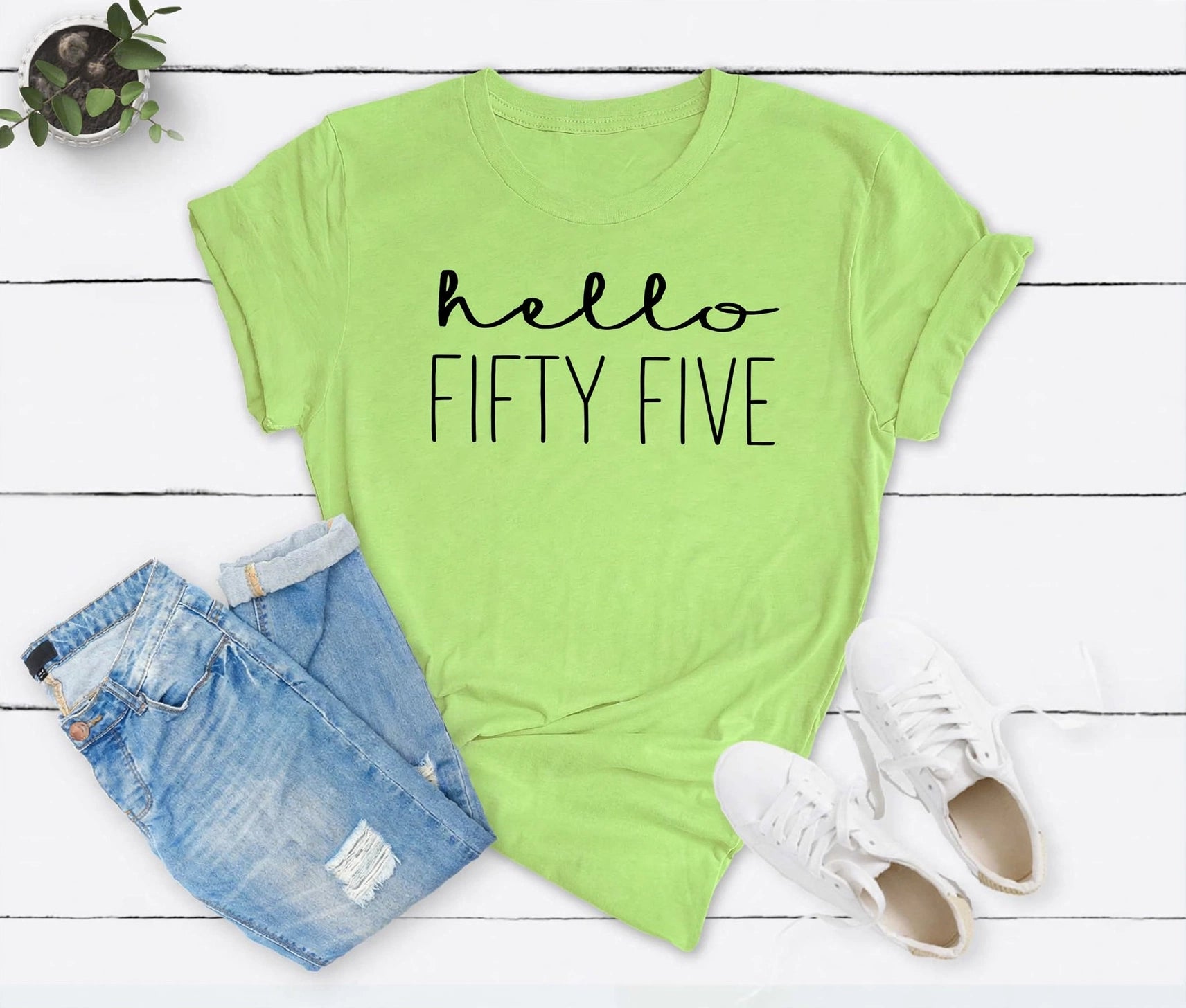 Hello Fifty Five 55th Birthday T-Shirt in Soft Cotton - XMAXVOGUE