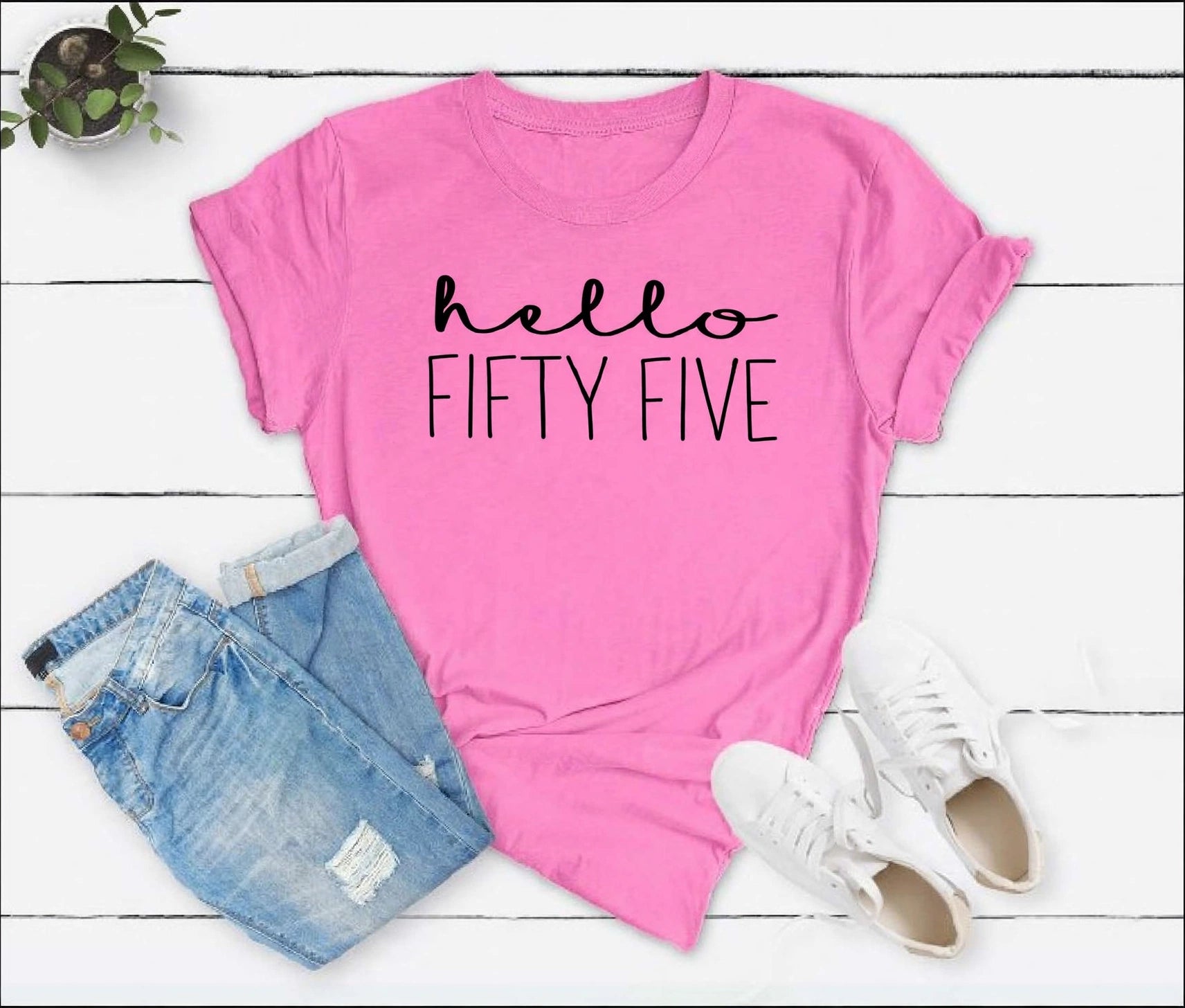 Hello Fifty Five 55th Birthday T-Shirt in Soft Cotton - XMAXVOGUE