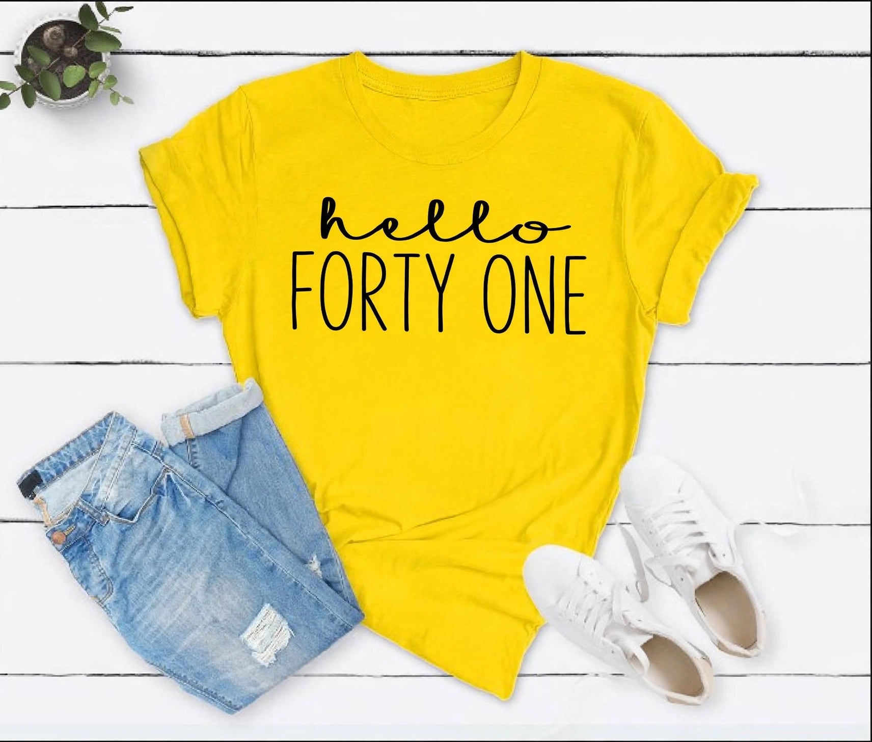 Hello FORTY ONE Birthday Shirt | 41st Birthday Party T-Shirt Cotton - XMAXVOGUE