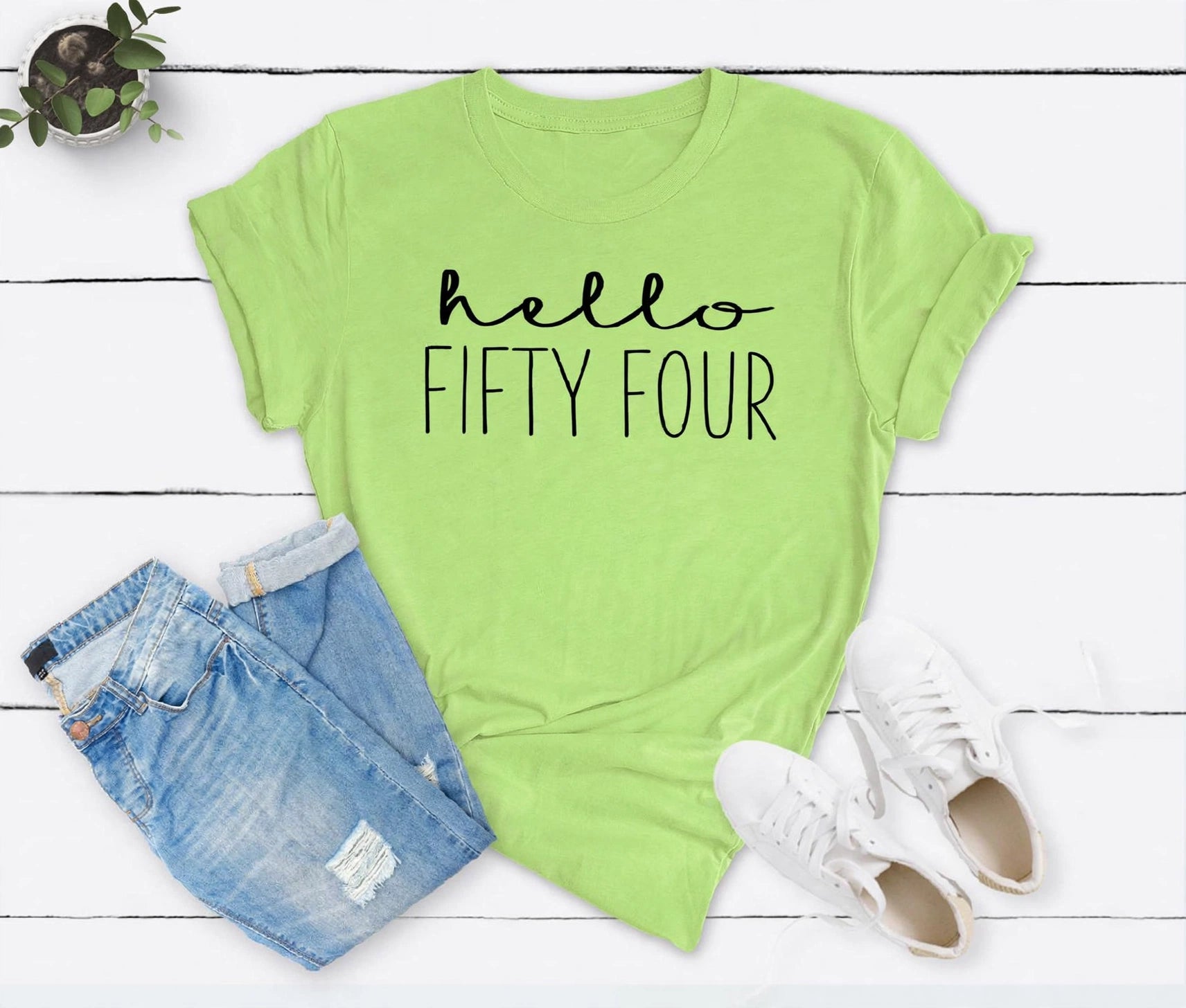Hello Fifty Four 54th Birthday T-Shirt in Soft Cotton - XMAXVOGUE