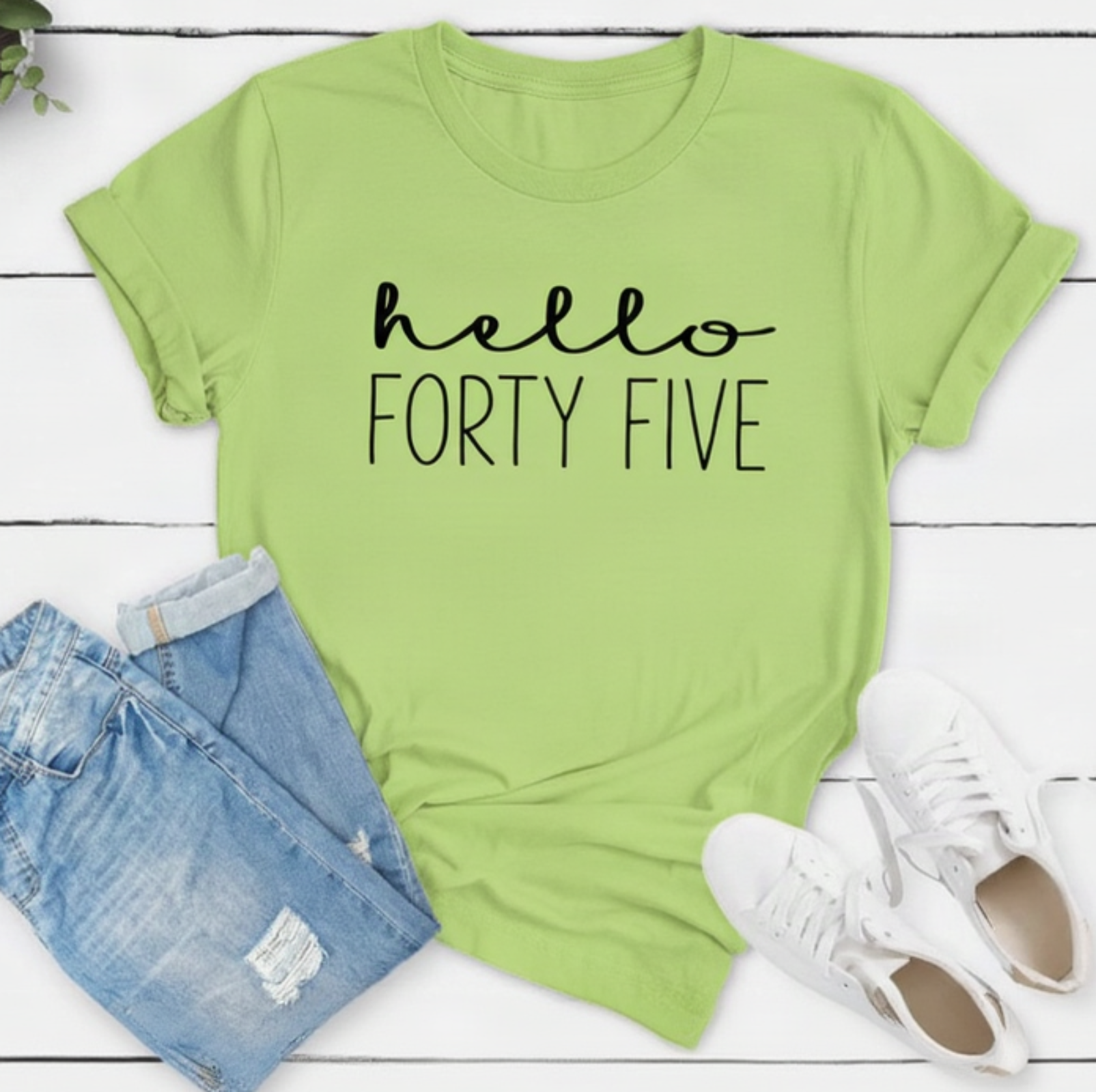 Hello FORTY FIVE Birthday Shirt | 45th Birthday Party T-Shirt Cotton - XMAXVOGUE