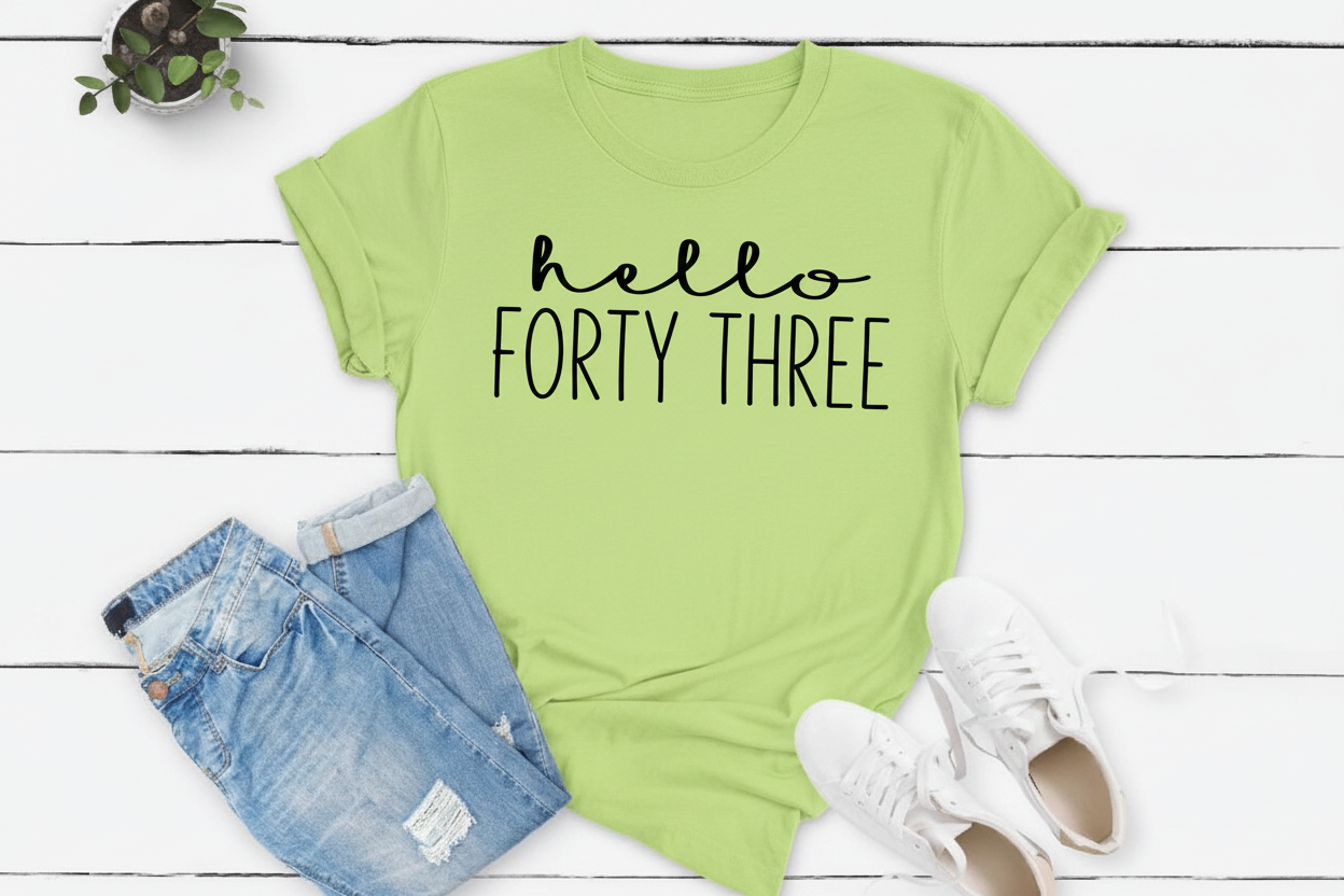 Hello FORTY THREE Birthday Shirt | 43rd Birthday Party T-Shirt Cotton - XMAXVOGUE