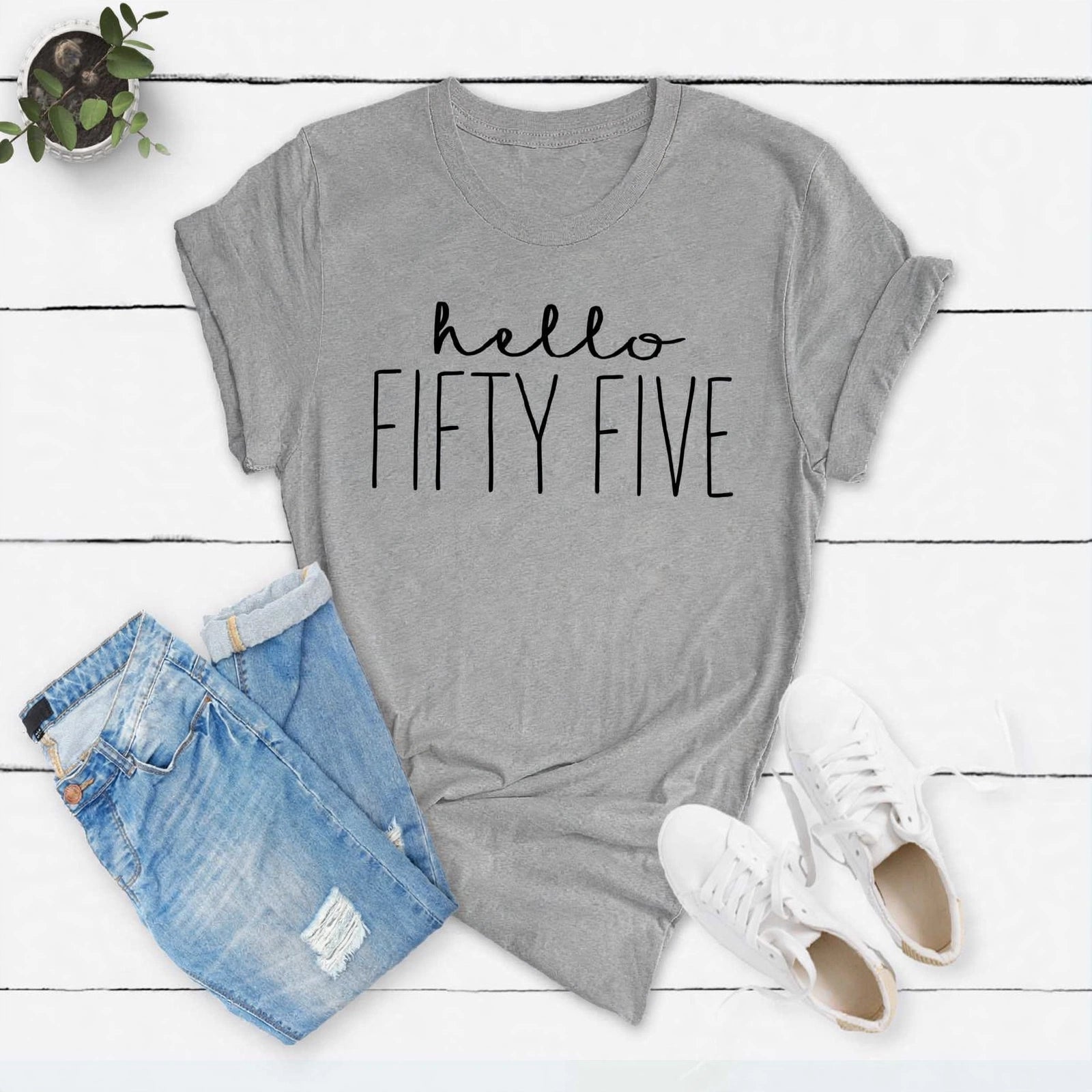Hello Fifty Five 55th Birthday T-Shirt in Soft Cotton - XMAXVOGUE