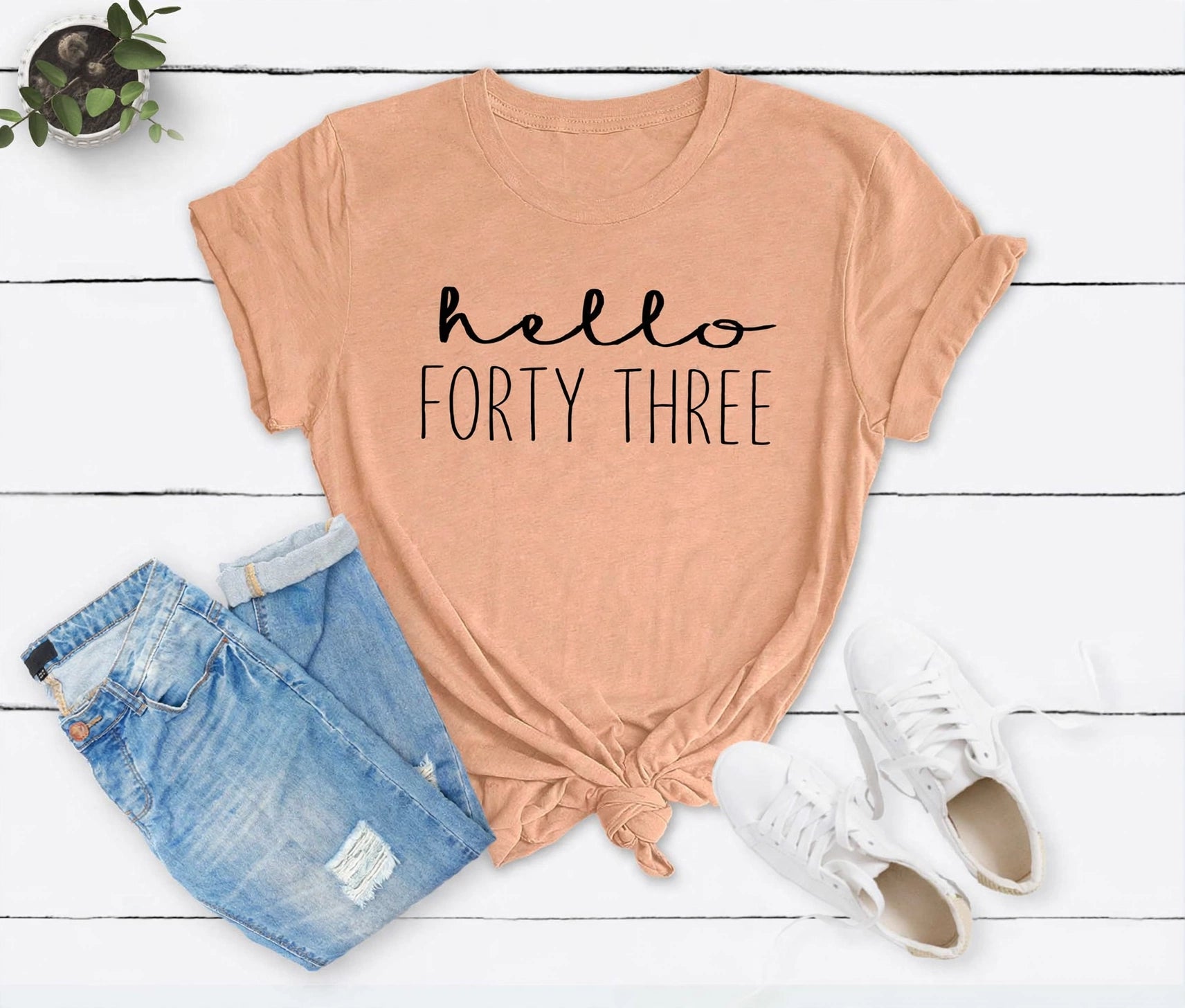 Hello FORTY THREE Birthday Shirt | 43rd Birthday Party T-Shirt Cotton - XMAXVOGUE