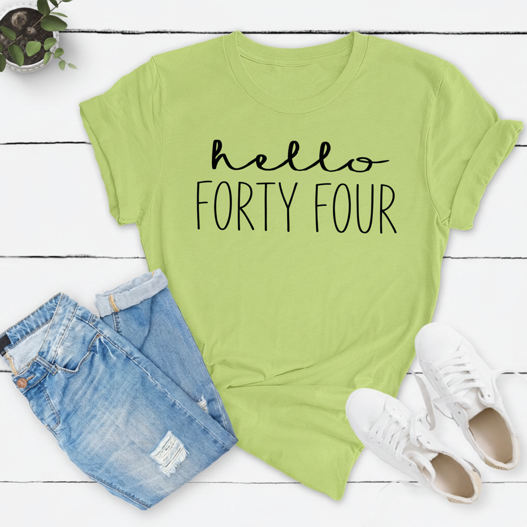 Hello FORTY FOUR Birthday Shirt | 44th Birthday Party T-Shirt Cotton - XMAXVOGUE