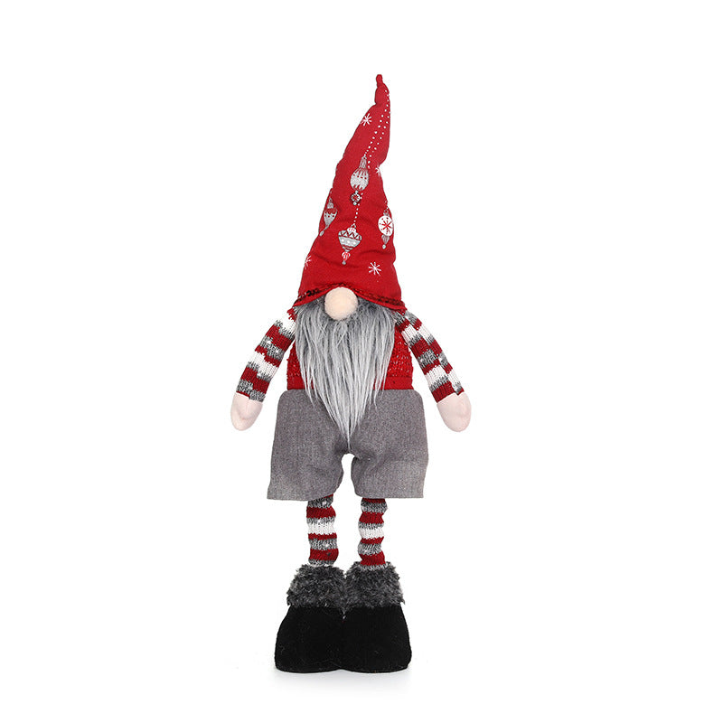 New Christmas decorations retractable faceless doll pointed hat printing standing doll - Vintage tees for Women