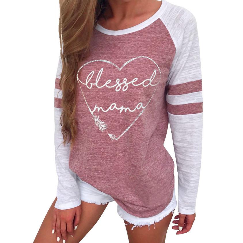 Blessed Mama Women's Long Sleeve Vintage Patchwork T-Shirt - Vintage tees for Women