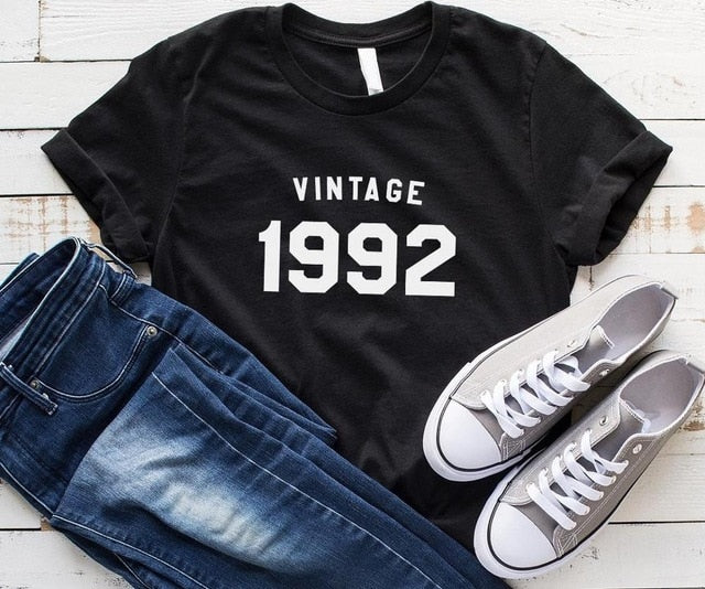 Vintage 1992 birthday Women t-shirt Cotton Casual | Funny t-shirt For Lady - XMAXVOGUE