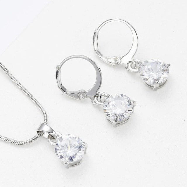 Necklace Crystal Earrings Jewelry Sets - Vintage tees for Women