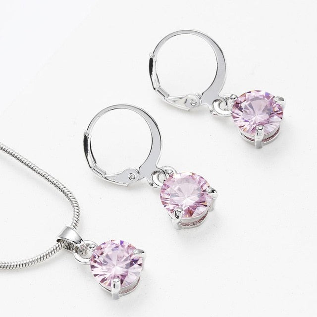 Necklace Crystal Earrings Jewelry Sets - Vintage tees for Women