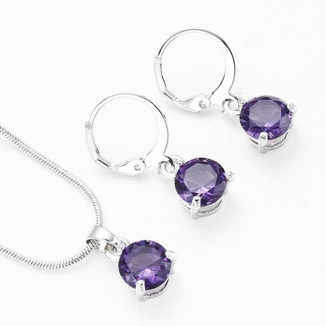 Necklace Crystal Earrings Jewelry Sets - Vintage tees for Women