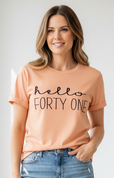 Hello FORTY ONE Birthday Shirt | 41st Birthday Party T-Shirt Cotton - XMAXVOGUE