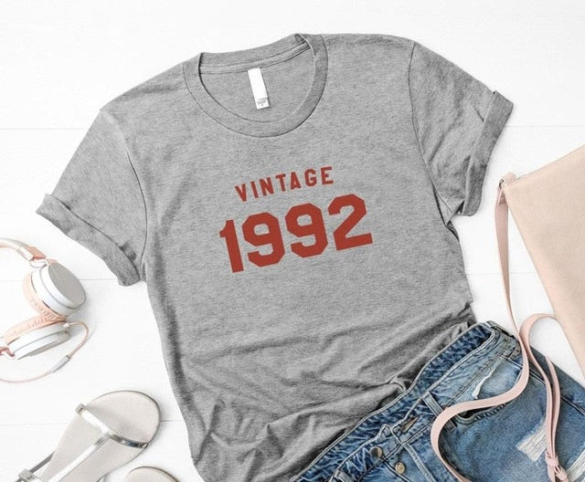 Vintage 1992 birthday Women t-shirt Cotton Casual | Funny t-shirt For Lady - XMAXVOGUE