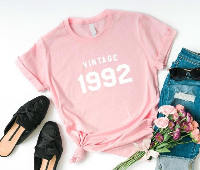Vintage 1992 birthday Women t-shirt Cotton Casual | Funny t-shirt For Lady - XMAXVOGUE